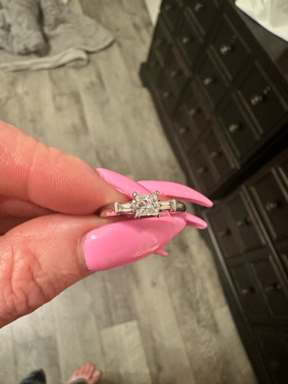 Diamond Ring – Princess Cut .approximately .64 ct 14K White gold